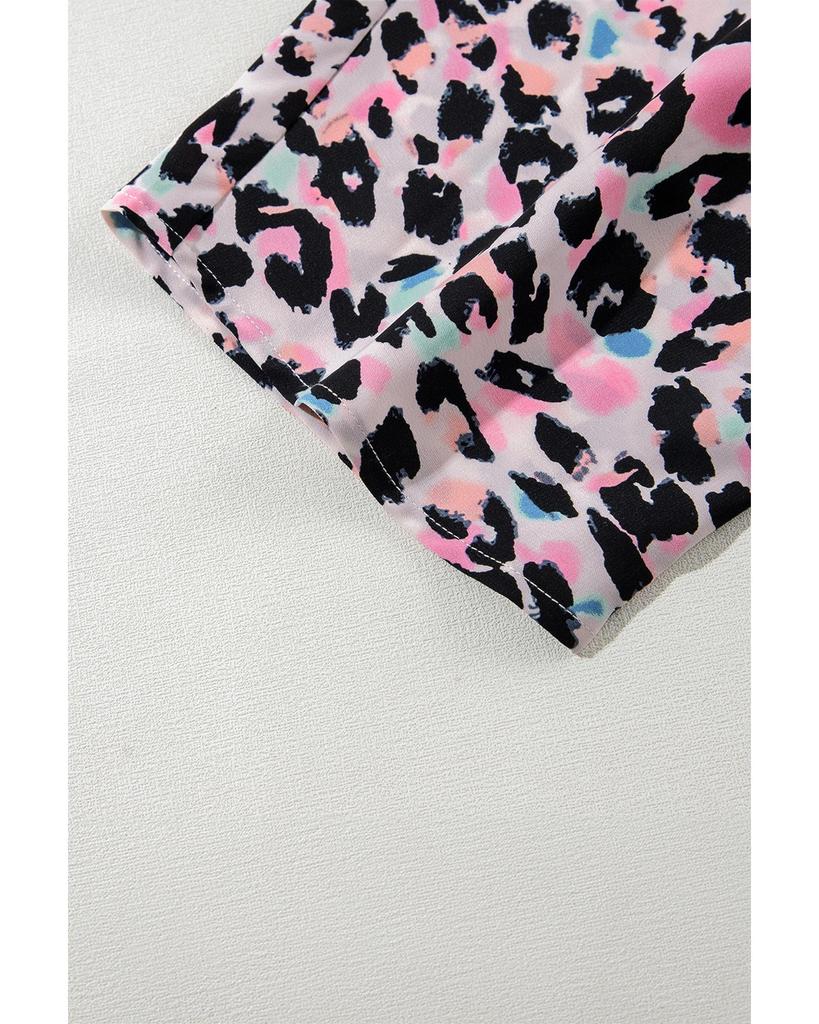 Azura Exchange Блузка большого размера с разноцветным леопардовым принтом и V-образным вырезом