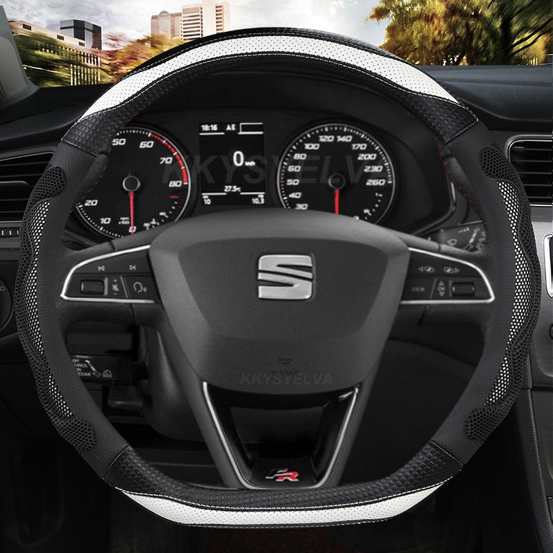 Car Steering Wheel Cover Microfiber Leather 38cm Non-Slip For Seat Tarraco Arona Ateca Ibiza Toledo Mii Leon Arosa Exeo ST FR