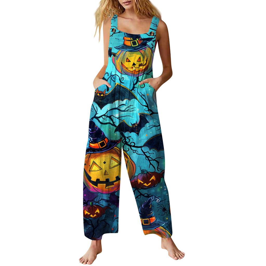 Женский комбинезон с принтом, повседневный свободный комбинезон