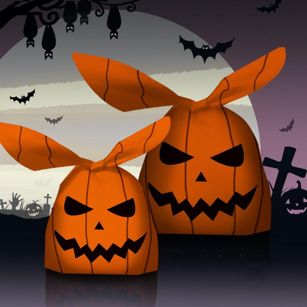 50Pcs Bat Pumpkin Rabbit Ear Halloween Decoration Cookie Bag Baking Packaging Halloween Candy Bags