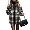 Womens Oversized Plaid Shirt Jacket With Lapel Collar Casual Coat