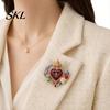 Religious Jewelry 1/2Pcs Radiant Sacred Heart Floral Faux Gemstone Brooch, Christian Pin for Women, Vintage Style Symbol Pin, Coat Dress Scarf,