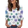 Women's Fashionable Casual Christmas Printed V-neck Top