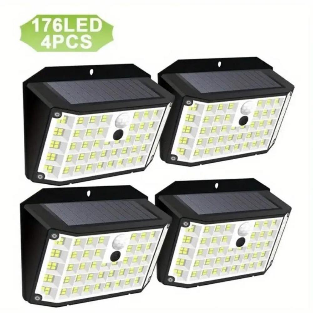 Solar Outdoor Lights 176 LED Solar Powered Motion Sensor Flood Lights IP65 Waterproof 3 Modes Wall Lamp For Outside Porch Yard