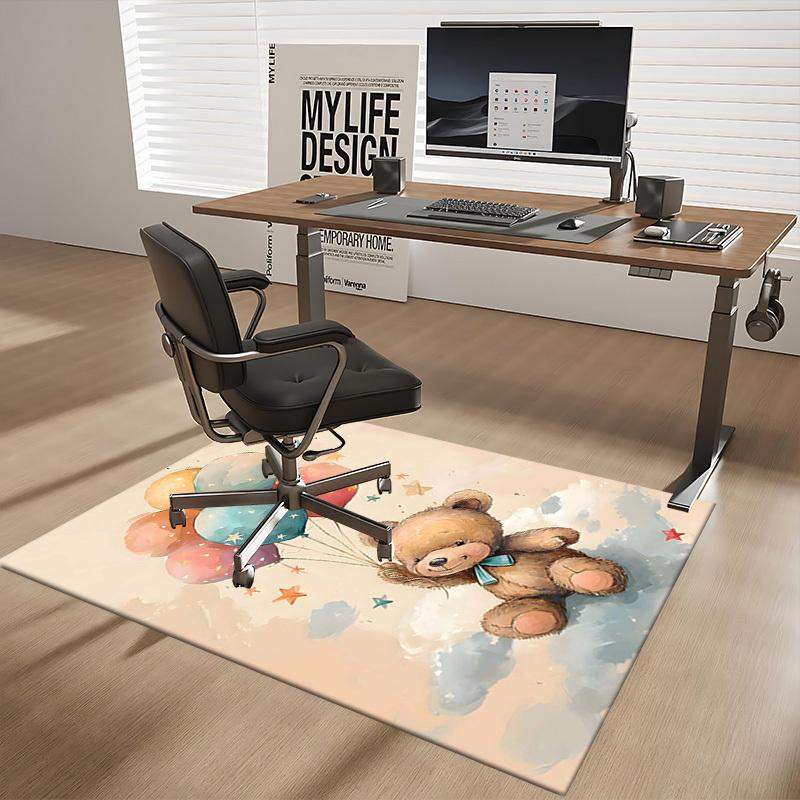 1pc Teddy Bear Balloons Chair Mat - Anime Cartoon Design, Non-Slip Carpet for Office Chairs, Suitable for All Seasons, Perfect Gift for Holidays and H