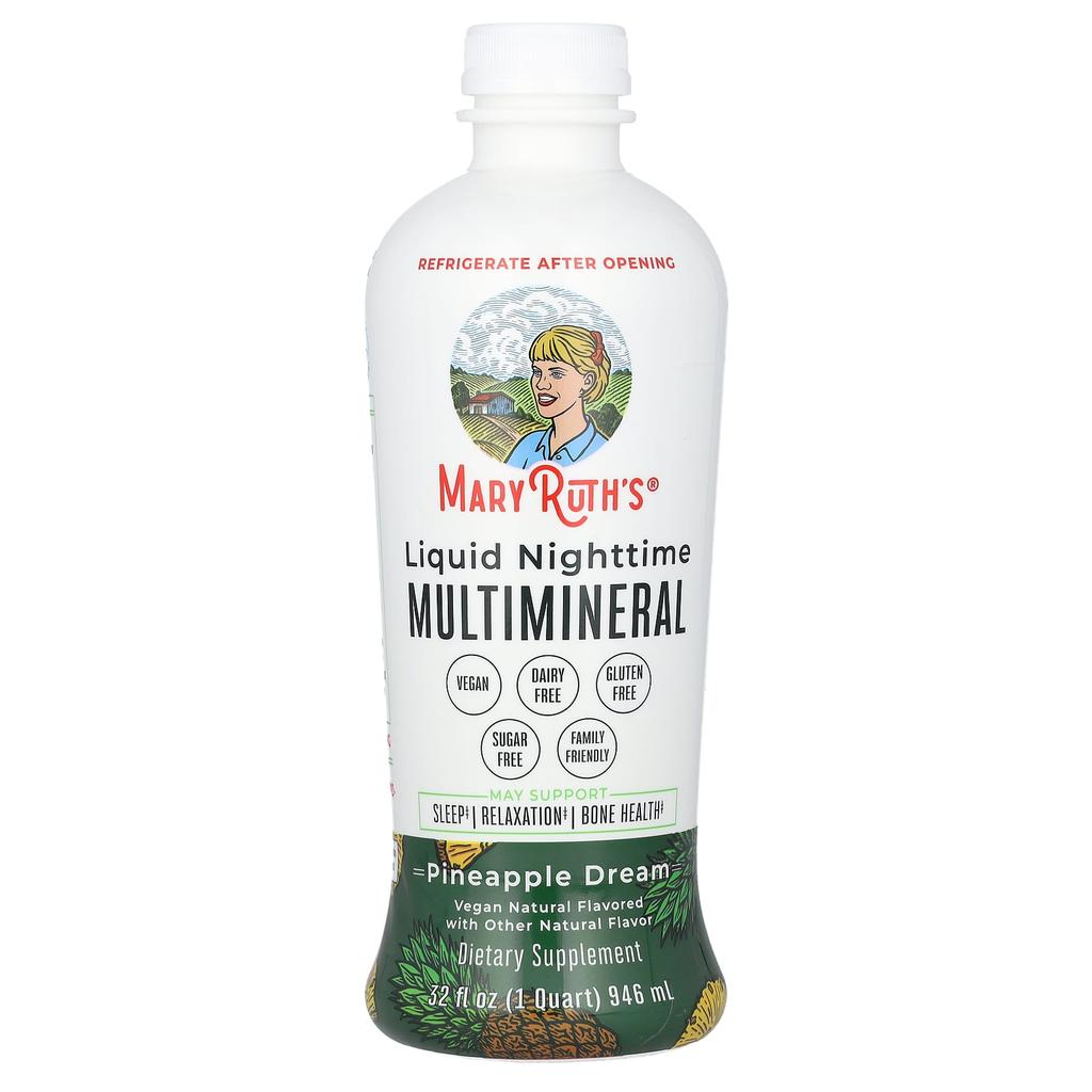 MaryRuth's Liquid Nighttime Multimineral, Pineapple Dream, 32 Fl Oz (946 Ml)