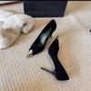 Fashion New Sexy Women's High Heels Women's Stiletto Houndstooth Color Matching Metal Pointed Shoes Wedding Women's Pumps Black Heels