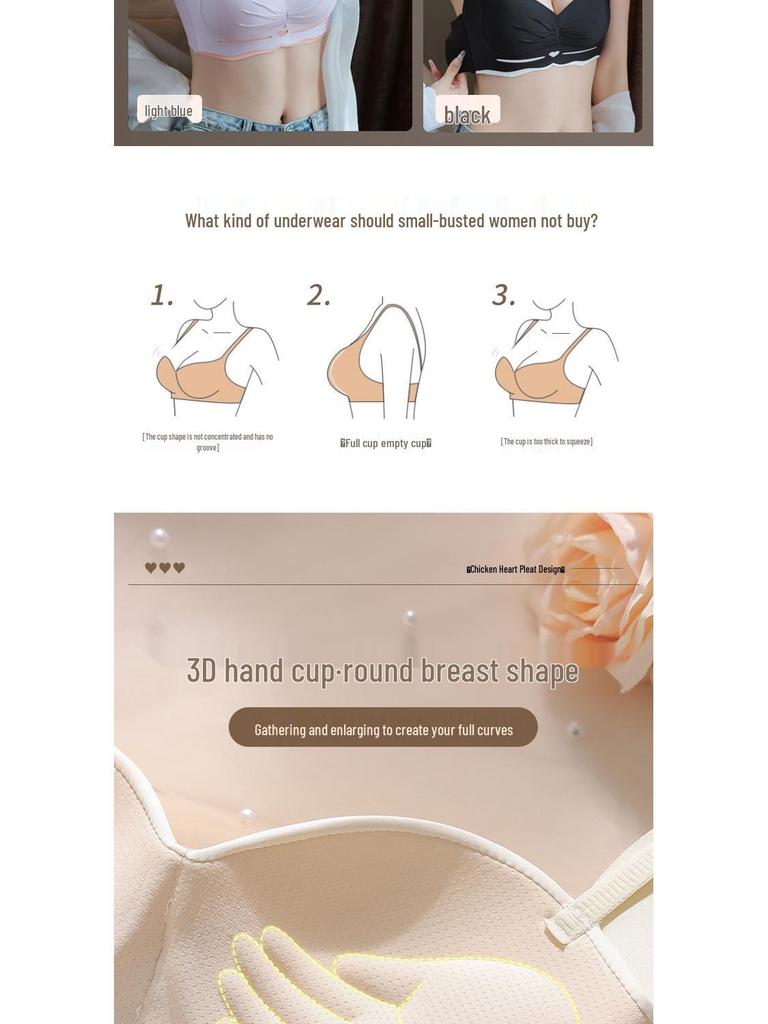 Cartoon Chest Uplift Wire-Free Seamless Half Cup Padded Bra for Small Busts