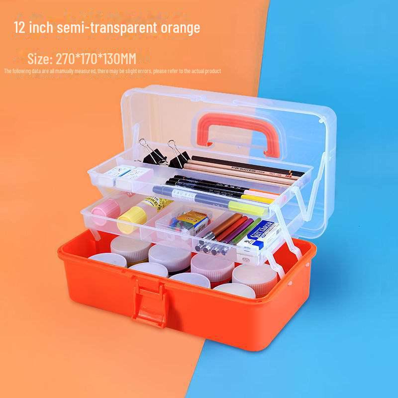 Большая вместимость, 3-слойная прозрачная коробка для хранения художественных инструментов и карандашей