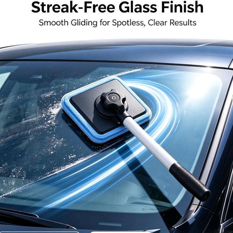 1 Set Microfiber Washable Pad Extendable Handle Cleaning Tool Telescopic Car Windshield Cleaner For Auto Window Glass Care