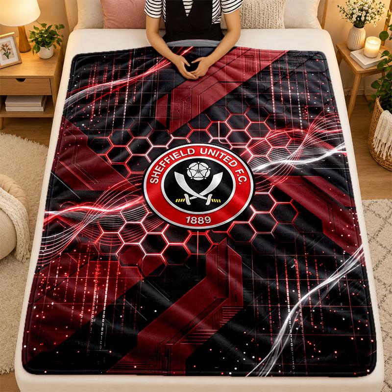 Flannel BlanketSheffield United Football Warm Soft Throw Blanket for Indoor Sofa Bed Living Room Use