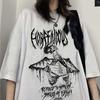 Summer Women T-shirts Goth Short Sleeve T Shirt Female Aesthetic Loose Punk Grunge Streetwear Gothic Harajuku Y2k Clothes Tops
