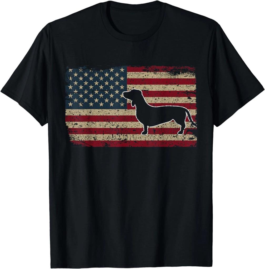 Funny Dogs Dachshund America Flag Patriotic Weiner Dog Gift Unisex T-Shirt