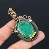Lab-Created Emerald Gemstone Pure Copper Wire Wrapped Handmade Pendant Jewelry