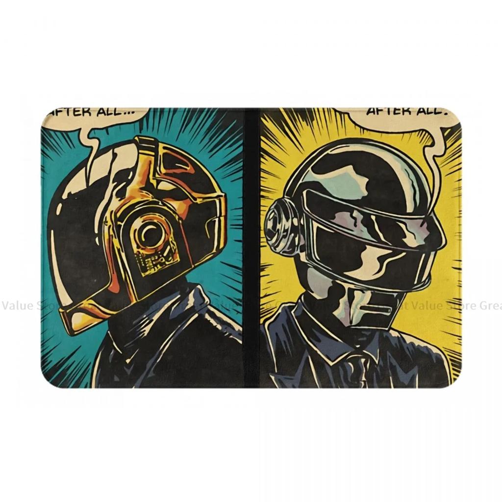 Stylish Daft Punk Inspired Floor Mat - Vibrant Retro Art Décor for Music Lovers, Perfect for Living Rooms and Home Offices