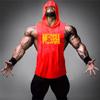 Summer Fitness Muscle Hooded Tank Tops Men's Casual Sports Sleeveless T-shirt