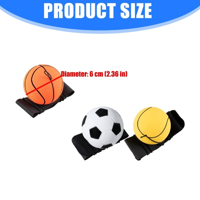 6 шт. Прыгающий мяч Тренажер для силы запястья Напульсники Возвратный футбольный мяч Бейсбол Спортивные шары для запястья для детей и взрослых