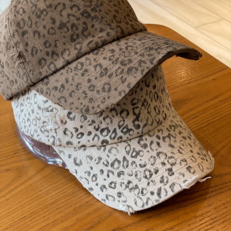Distressed Leopard Print Wide Brim Unisex Baseball Cap For Men Women