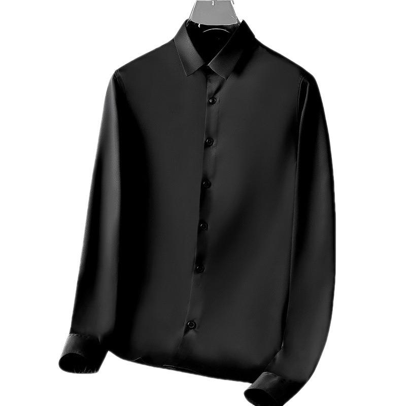 Новые эластичные мужские рубашки против морщин, классические рубашки с длинными рукавами для мужчин, приталенная социальная деловая блузка, белая рубашка 6XL
