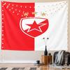 Red and White Star Shield Design Pattern Wall Hanging Tapestry Decorative Tapestry Home Decor for Bedroom and Living Room
