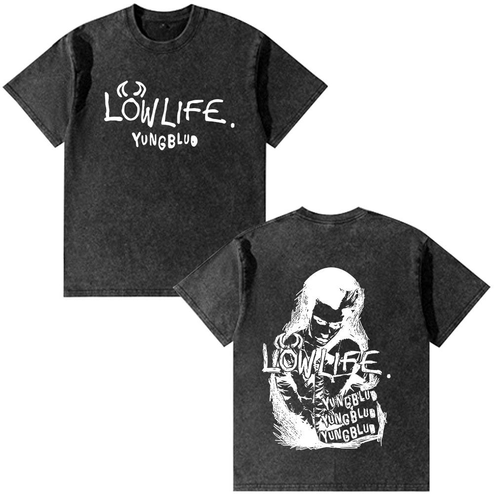 Yungblud Lowlife Логотип Альбома Выстиранные Футболки Мужская Женская Одежда Мода Футболки с Коротким Рукавом Хлопок Оверсайз Футболка Топ