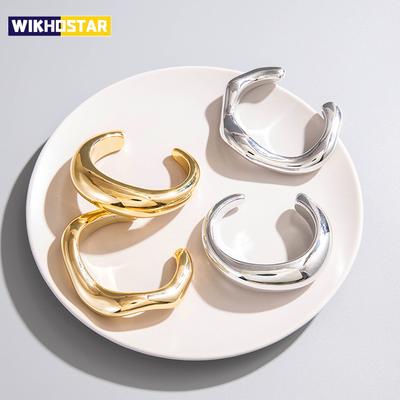 Модные браслеты-манжеты для женщин, винтажные, эффектные, пластиковые, геометрические, открытые, в стиле хип-хоп, панк, золотого и серебряного цвета