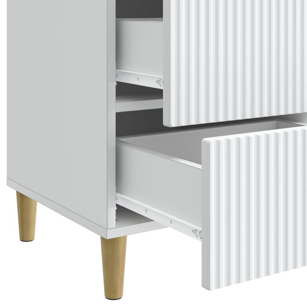 White Nightstand with Drawers 43 x 41 x 66.5 cm Engineered Wood