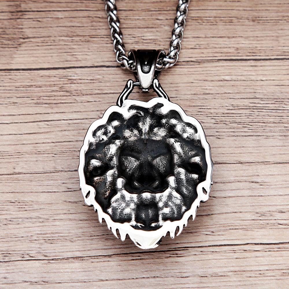 Vintage Unique Stainless Steel Lion Pendant For Men Punk Hip Hop Animal Biker Necklace Amulet Fashion Jewelry Gift