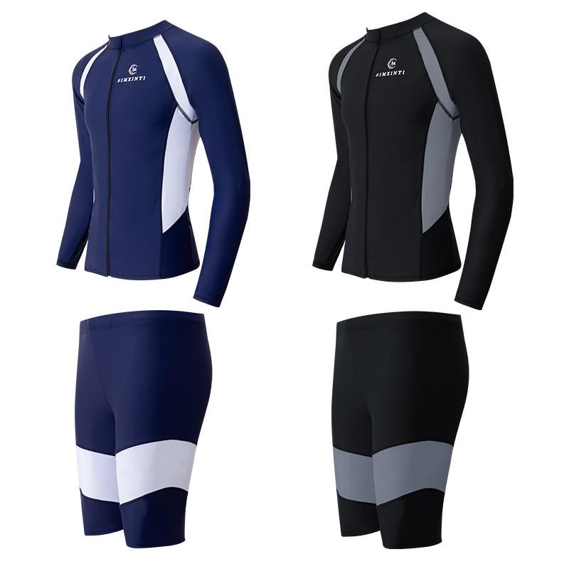 Mens Long Sleeve Rash Guard Set Quick Dry UV Protection Swimwear Snorkeling Swimming Water Sports