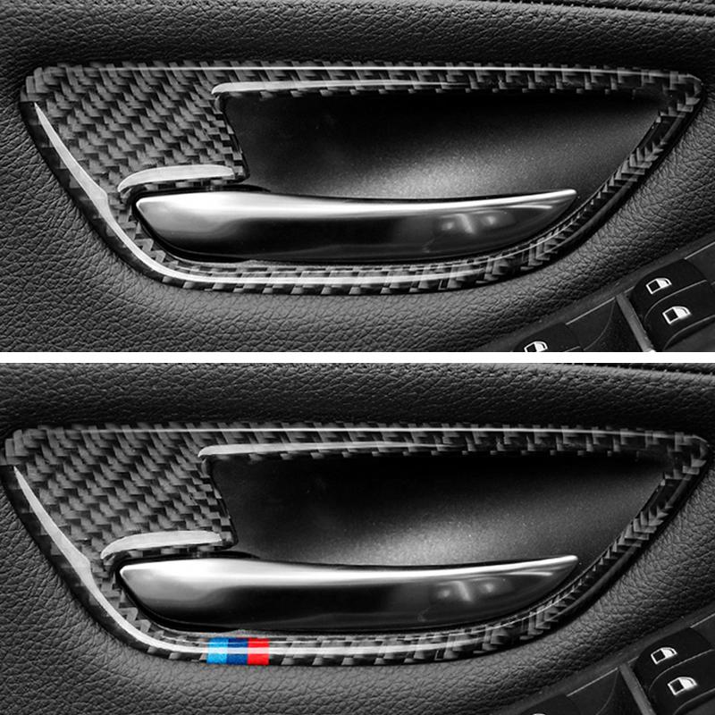 4 шт., внутренняя дверная ручка из настоящего углеродного волокна, накладка на дверную чашу для BMW 5 серии F10 2011 2012 2013 2014 2015 2016