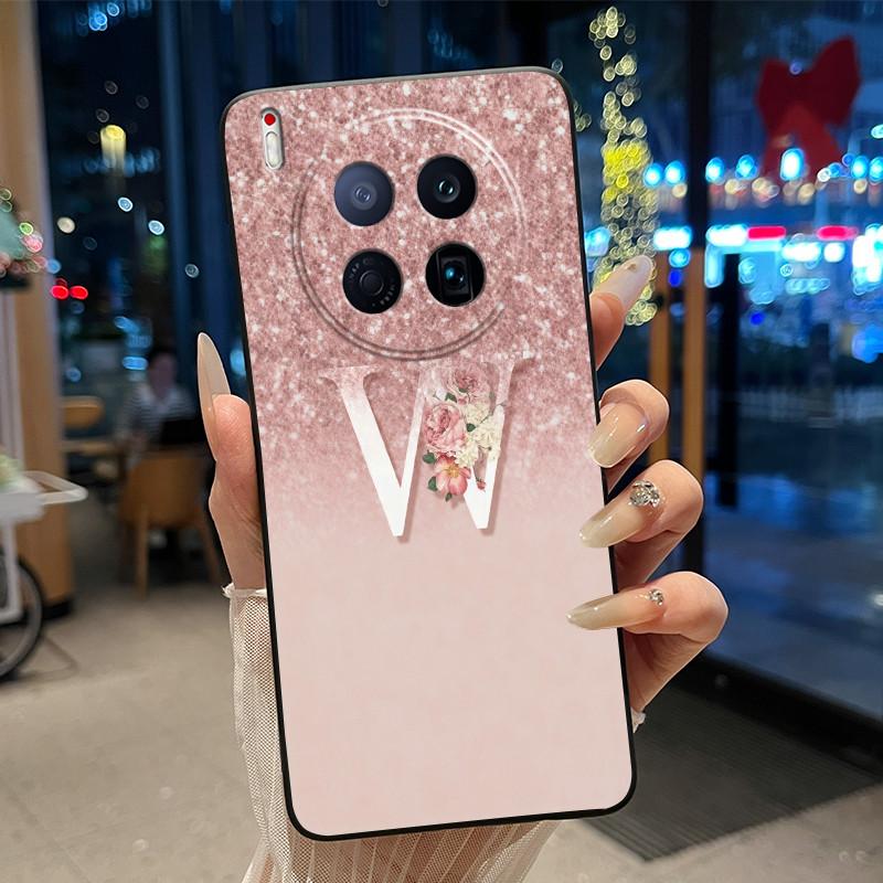 Чехол для Tecno Camon 40 Premier 5G Новый с буквой и цветком Сияющее звездное небо Мягкий силикон Черная задняя панель Защита от царапин