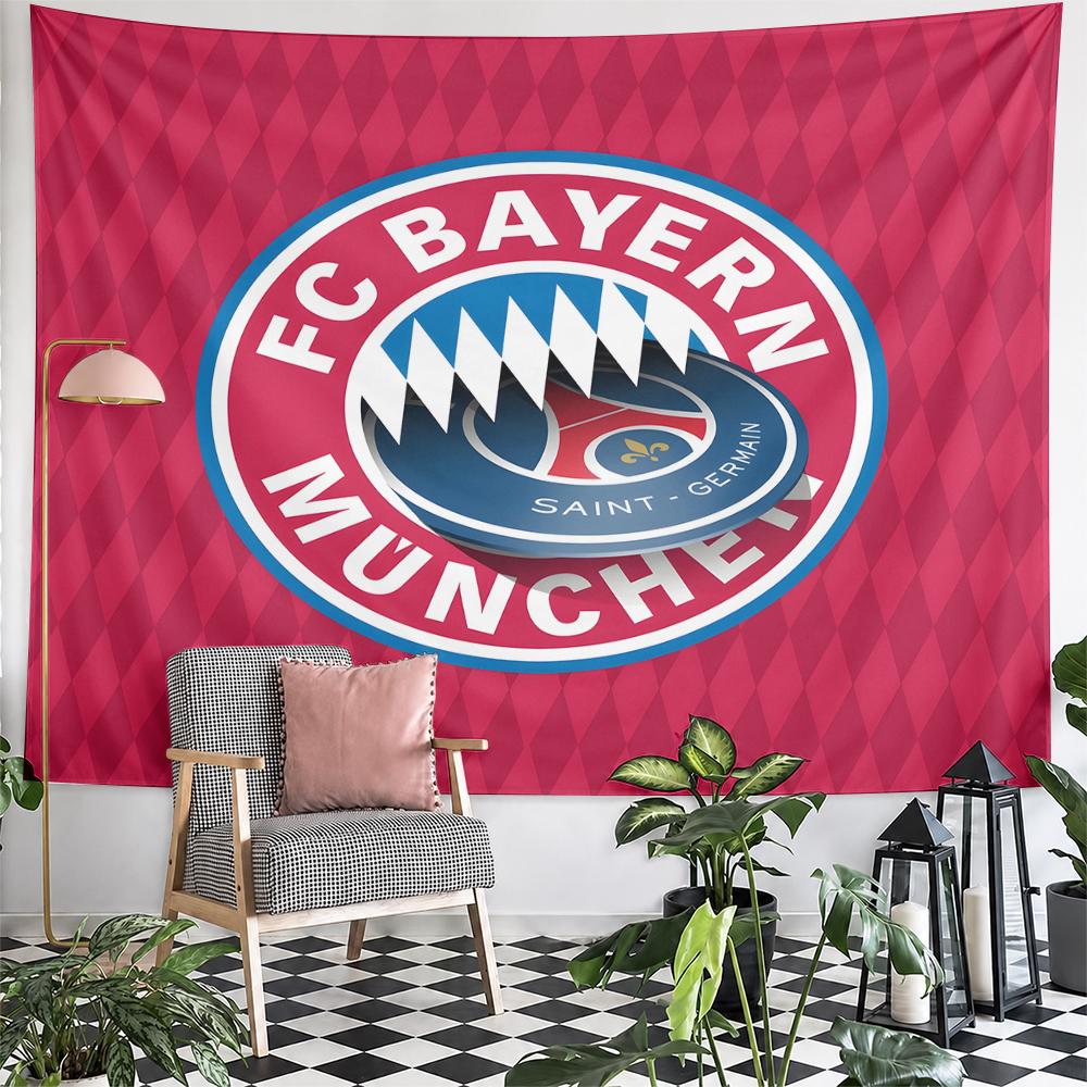 FC Bayern München против ПСЖ Стена rivalry Гобелен Баварский герб Кусающий логотип Paris Saint-Germain на красном ромбе Декор для подарка фанату