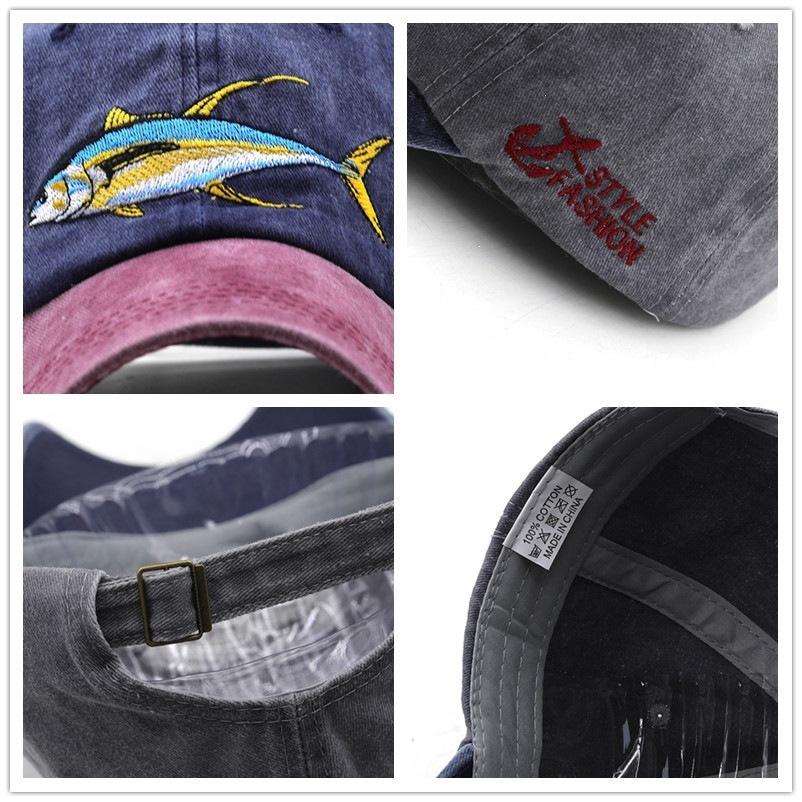 Popular old baseball cap pure cotton coating shark fishing cap hemp cap men's and women's embroidery cap washed