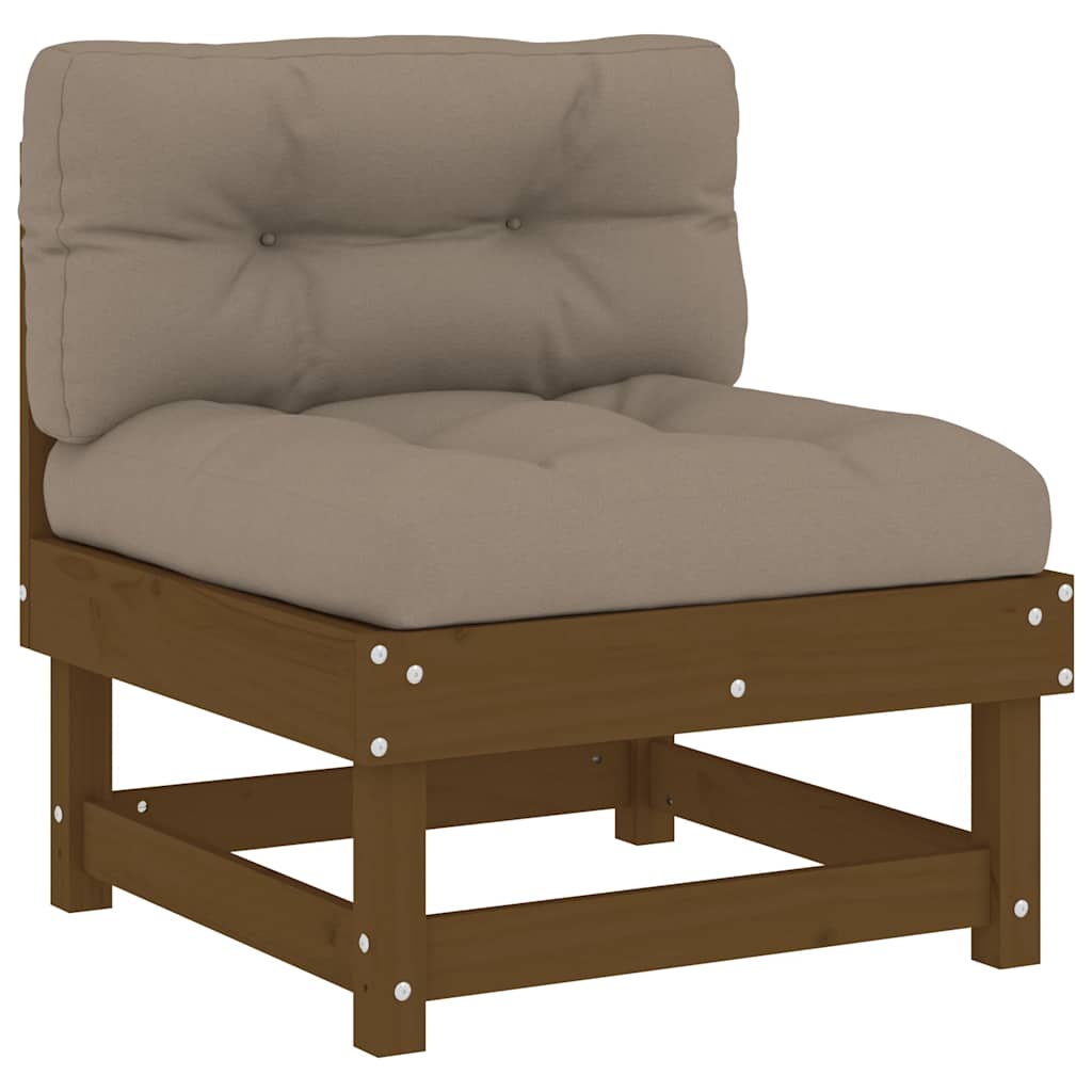 2 Piece Medium Sofas with Cushions Honey Brown Solid Pine Wood