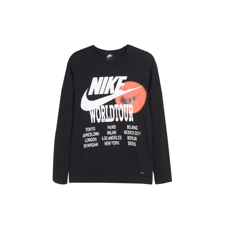 Nike Спортивная повседневная толстовка с буквенным принтом и круглым вырезом, мужские топы, черный DA0630-010