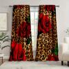 2 шт. шторы с леопардовым принтом и принтом роз, подходят для украшения спальни, гостиной, кухни, домашнего декора, украшения окон