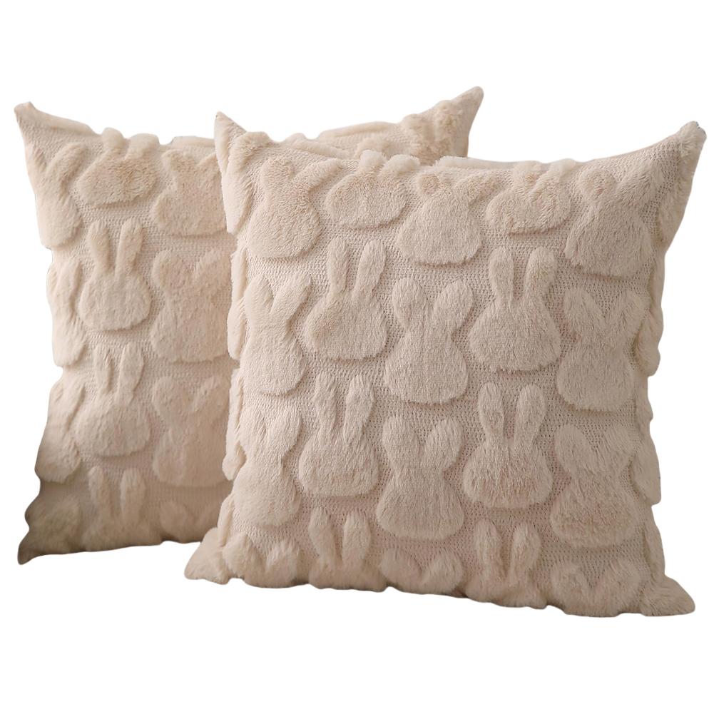 Easter Rabbits Throw Pillow Cover 45x45cm Happy Easter Pillow Cover Bunny Soft Cushion Case Decorative Pillow Covers for Home