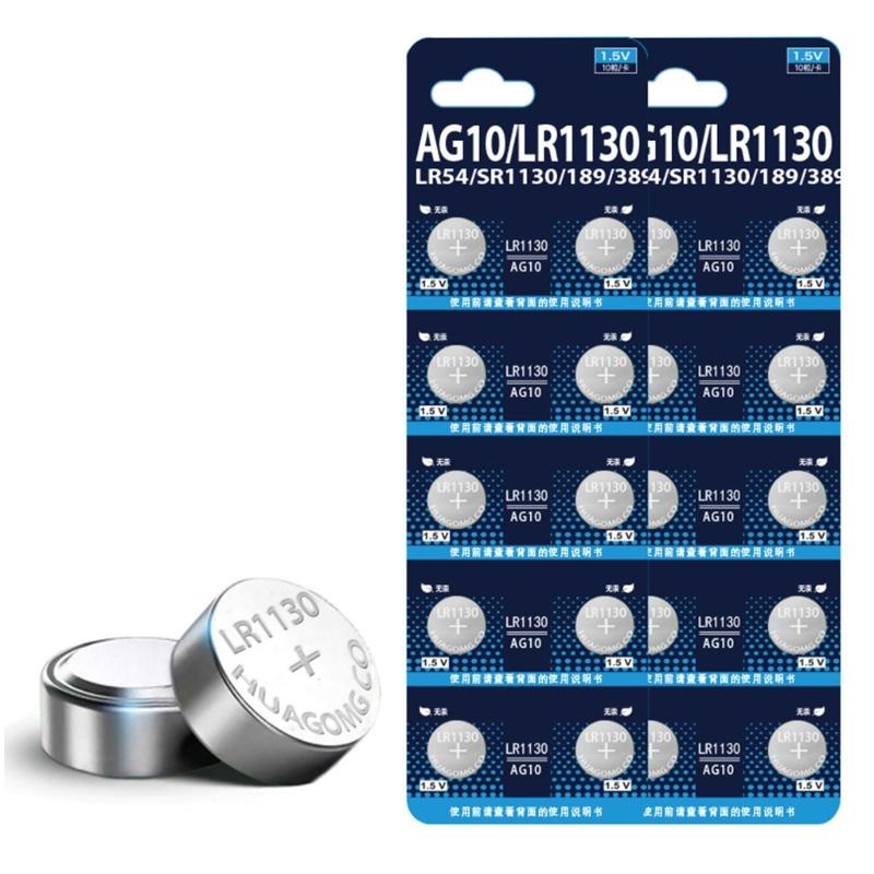 Pack of 10 AG10 LR1130 Button Cell Batteries LR1130 Button Batteries for Watches Remotes Long Lasting Power Supply