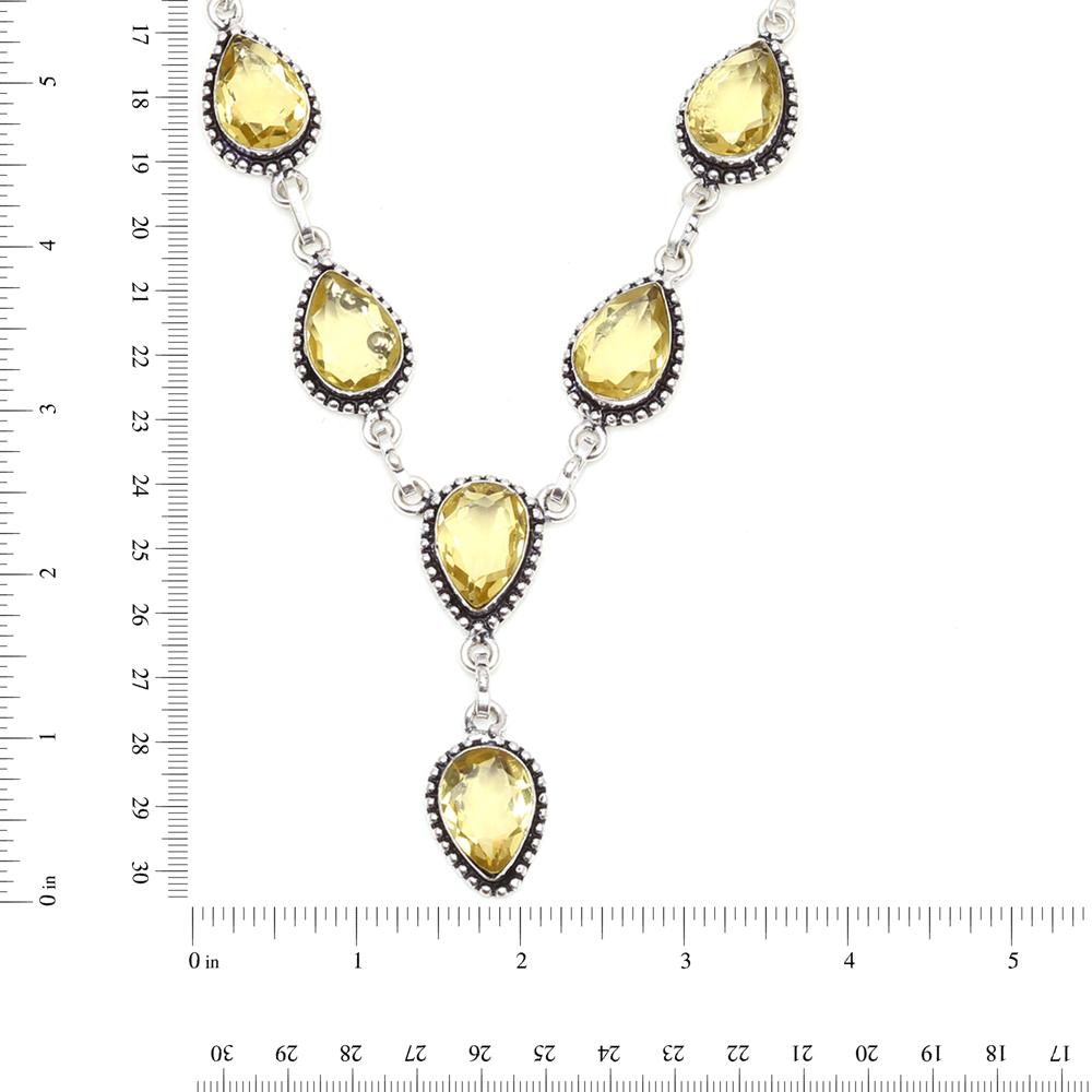 Lemon Topaz Gemstone Friends Jewelry Necklace Set 18-20''