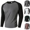 Men'S Fashionable Lapel Color Blocking Shirt Casual Long Sleeve Top