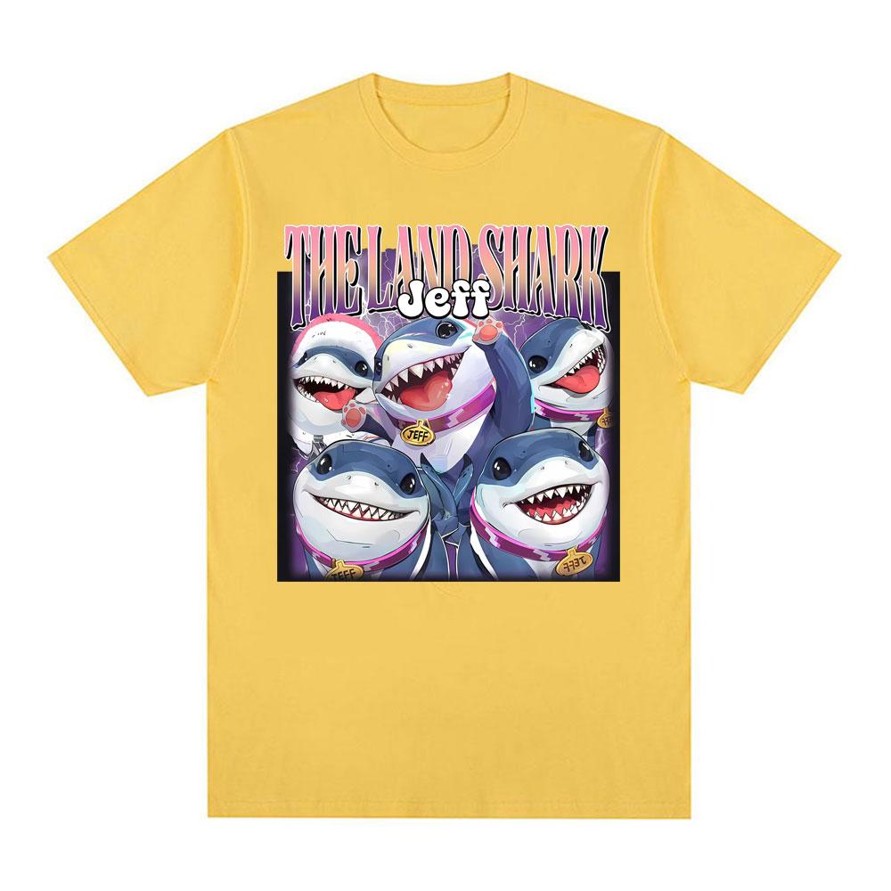 Jeff The Landshark Superhero Shark Printed Tshirts Unisex Women Street Vintage Hot Sale T Shirt Short Sleeve ONeck Cotton Tshirt