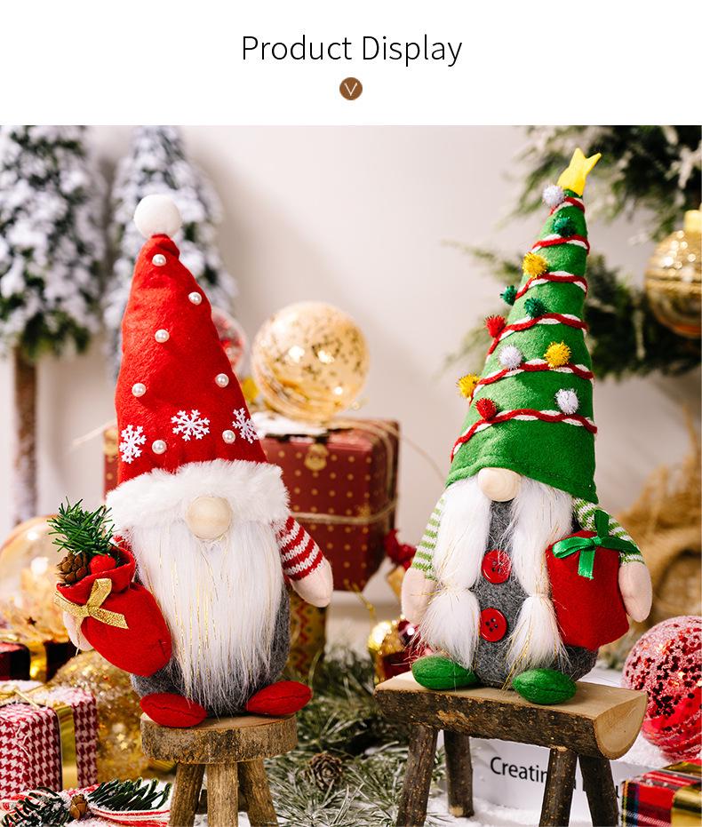 Рождественские гномы 2025 года: Плюшевые украшения Дед Мороз и Рудольф