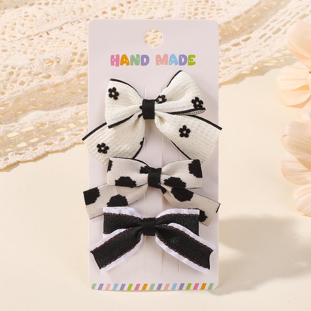 3Pcs/Set Sweet Cute Bows Hair Clip Fresh Printing Flower Checkered Hairgripes Lace for Girls Striped Yarn Barrette Gifts