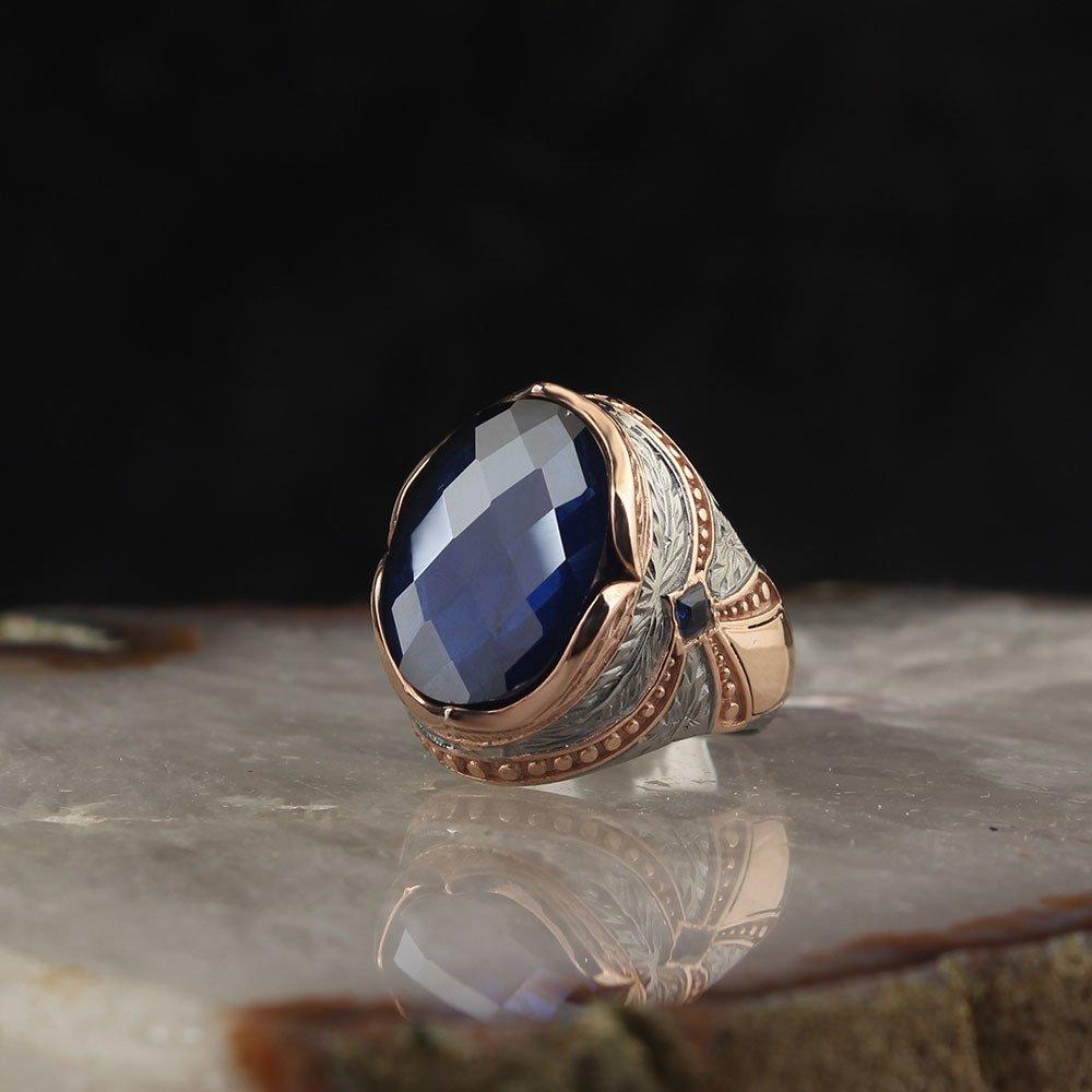 Серебряное мужское кольцо середины века 925 Серебряный аксессуар с каменным подарком мужу