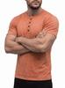 Men's Elastic Henley Collar Short-sleeved T-shirt - Fashionable and Popular Design.