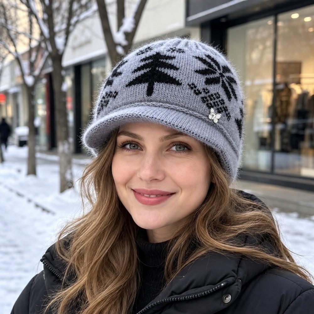 Windproof Knitted Hat Fleece Lined Beanie Hat Comfortable Winter Hat Women