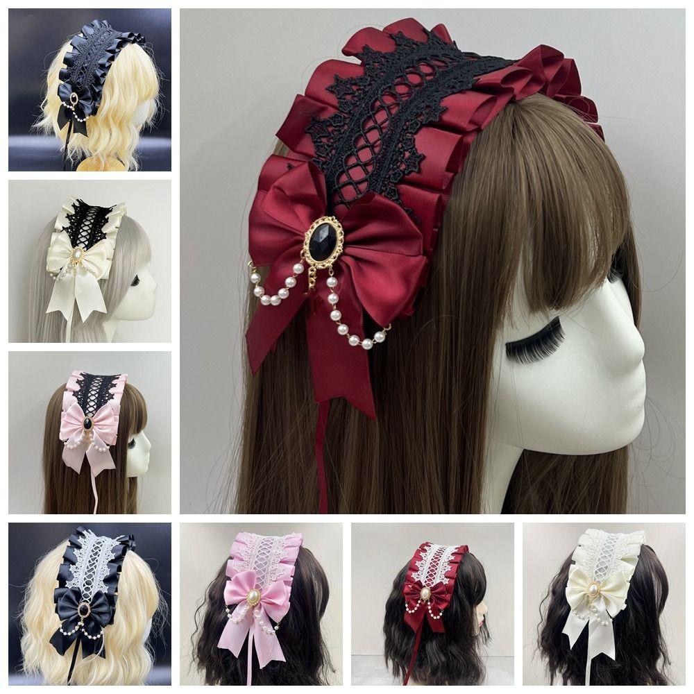 Multicolor Bowknot Ribbon Headwear Hair Accessories Sweet Hairband Lolita Lace Headband  Female