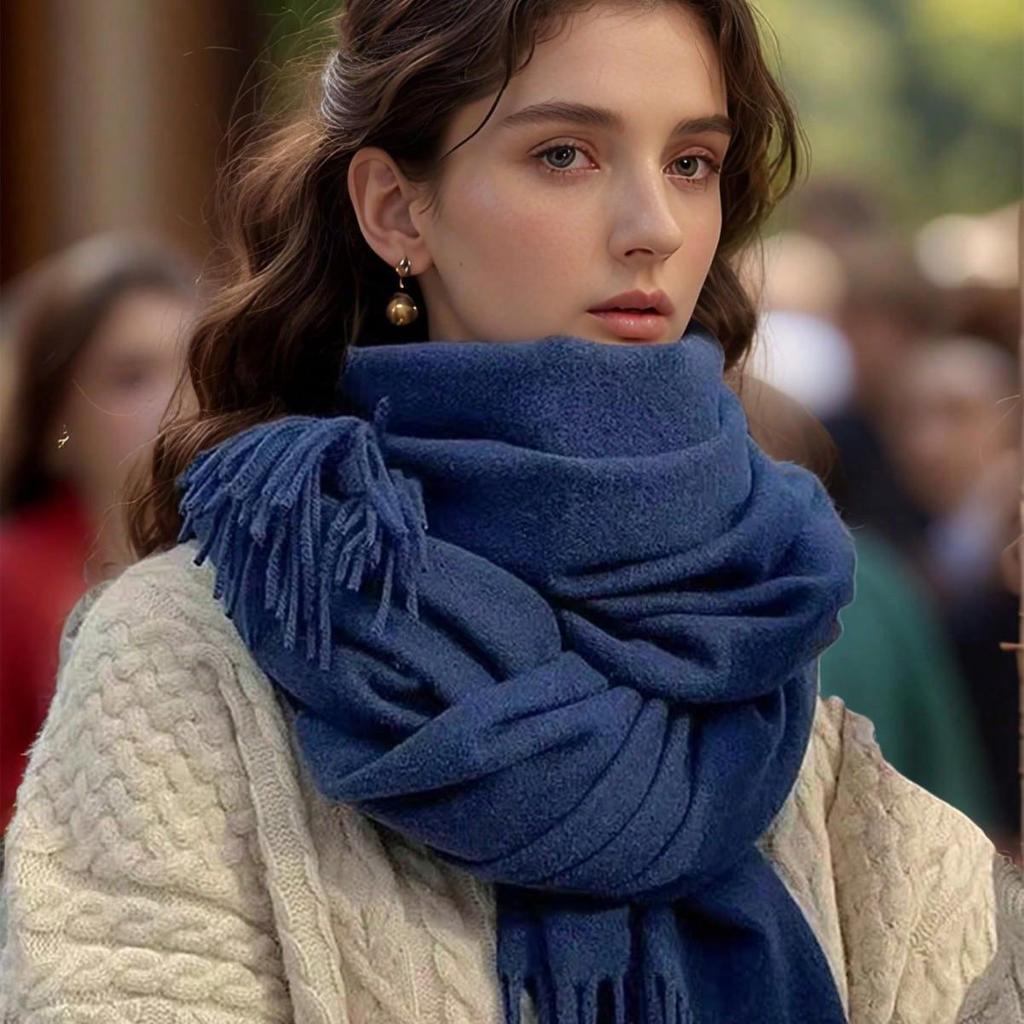 Women's Winter Shawl: Soft Red Scarf with Tassels, Versatile and Warm for Autumn and Winter