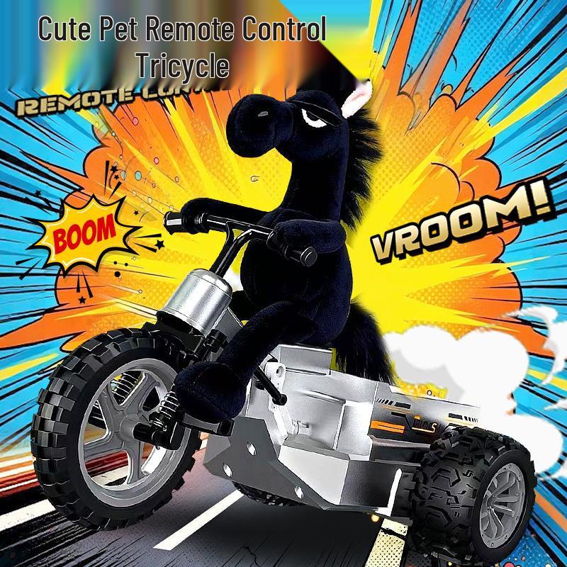 Remote Control Cute Pet Sheep Horse Tricycle Toy - Electric Plush Doll Drifting Stunt Car