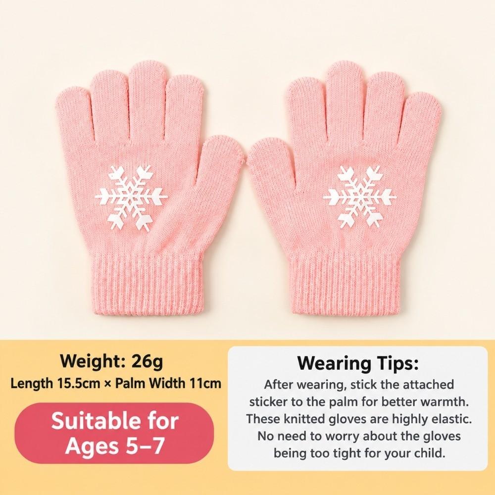 Thickened Kids Knitted Gloves Cartoon Print Thermal Gloves Children Winter Warm Gloves  Daily Wear